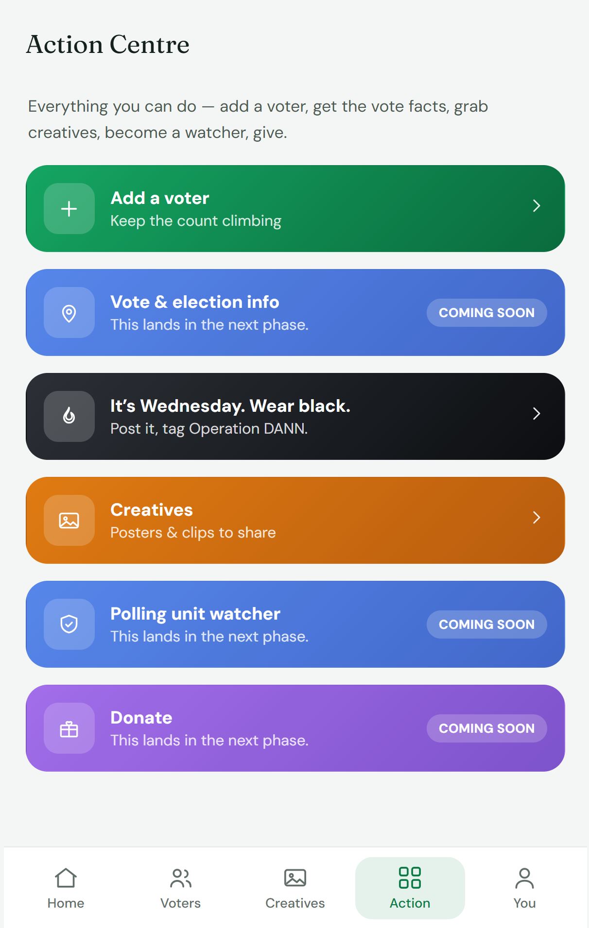 Nigeria Will Be OK app — Action Centre