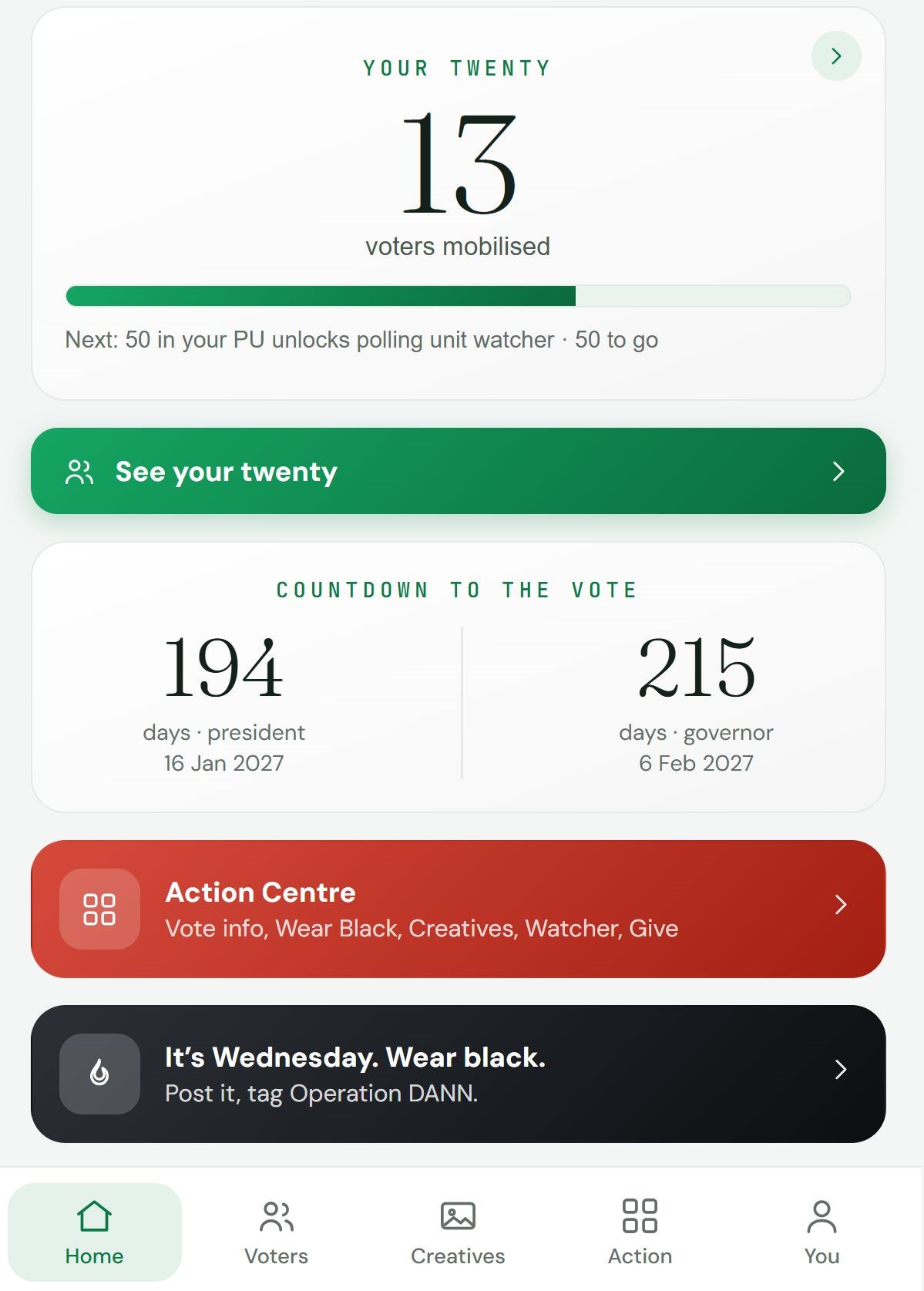 Nigeria Will Be OK app — your dashboard